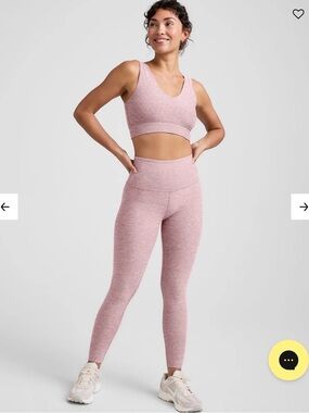Beyond Yoga SET Small Blush Blooms Heather Leggings and Longline Sports Bra